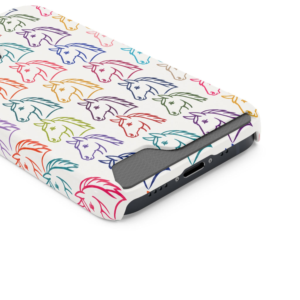 Colorful Horse Pattern Phone Case | Equestrian Horse Lover Slim Wallet Phone Case