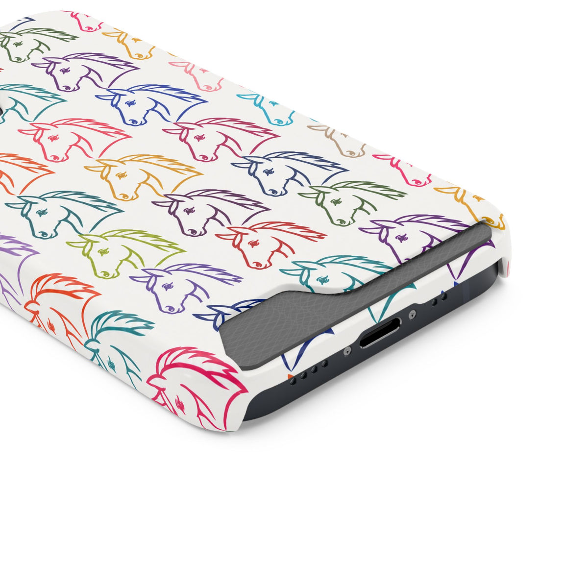 Colorful Horse Pattern Phone Case | Equestrian Horse Lover Slim Wallet Phone Case