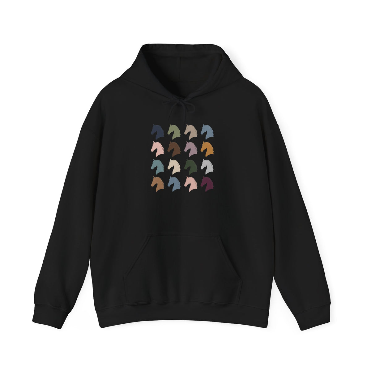 Minimal horse head pattern hoodie in pastel tones