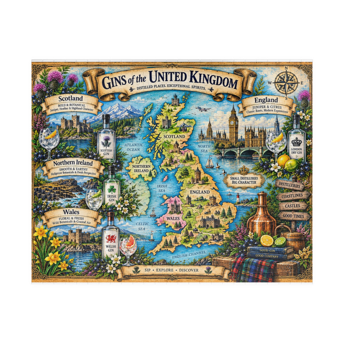 Gins of the United Kingdom jigsaw puzzle map