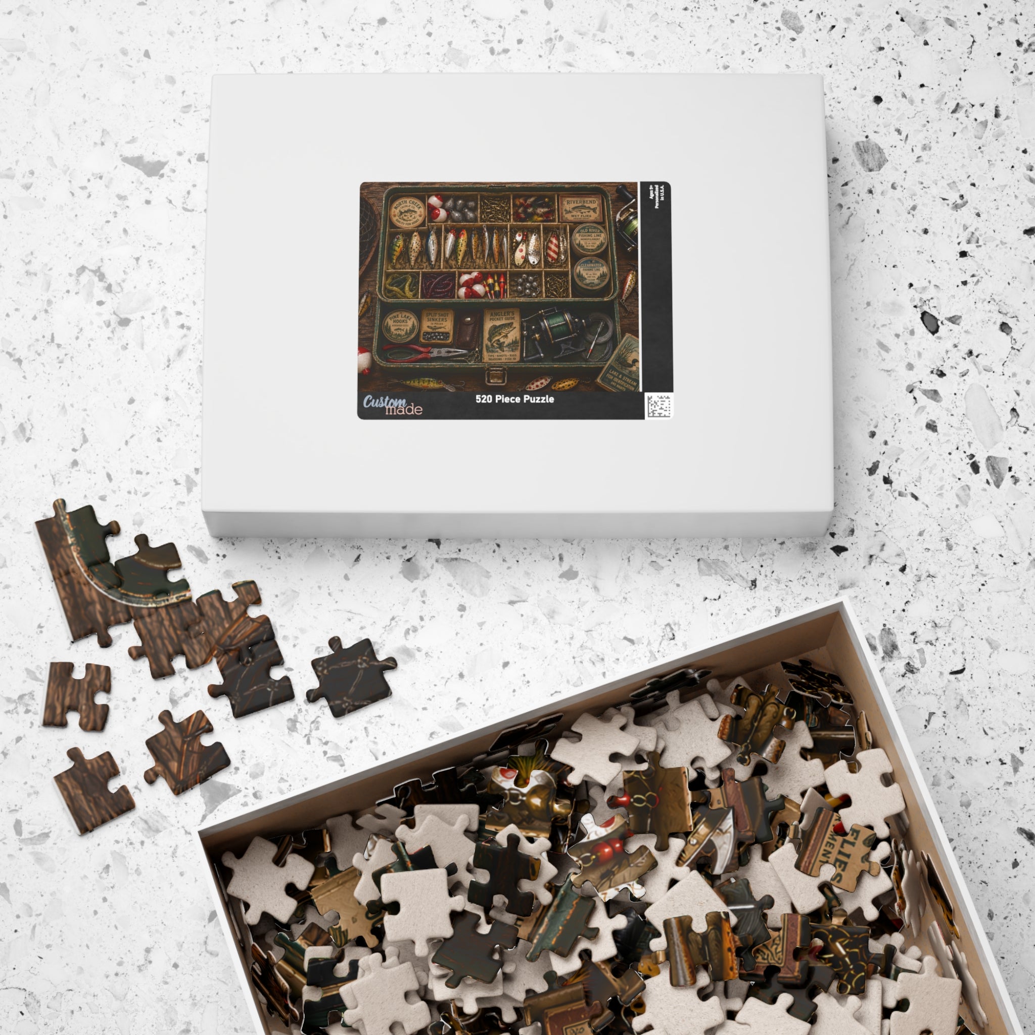 Vintage fishing tackle jigsaw puzzle artwork