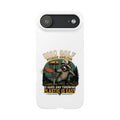 Disc Golf Raccoon Slim Phone Case — "Disc Golf Because Adulting Is Hard"