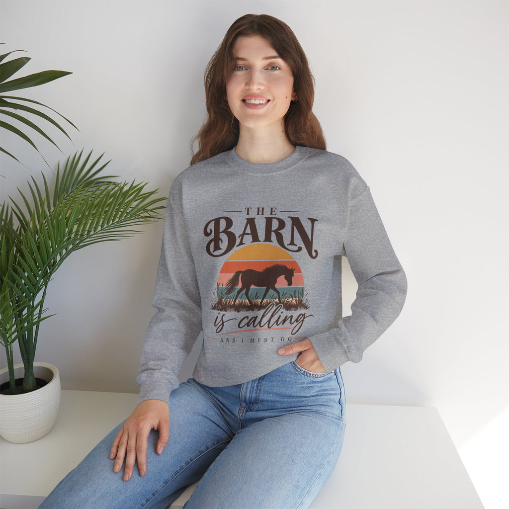 Horse Lover Sweatshirt, The Barn Is Calling Horse Sweatshirt, Equestrian Gift, Horse Girl Shirt, Barn Life Sweatshirt, Western Horse Gift