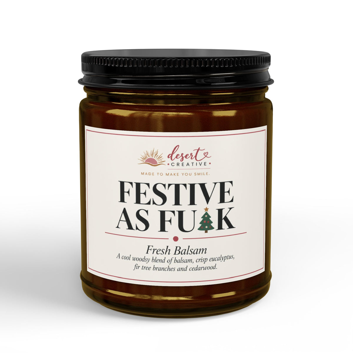 Festive fresh balsam scented soy candle
