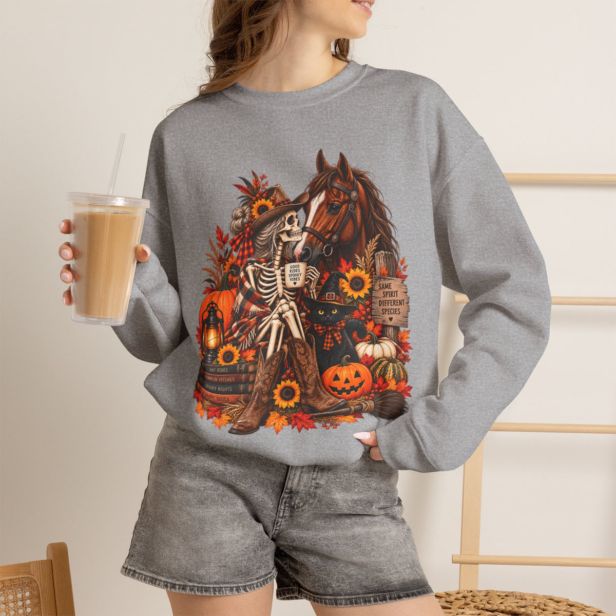 Western Horse Halloween Sweatshirt | Spooky Equestrian Fall Graphic