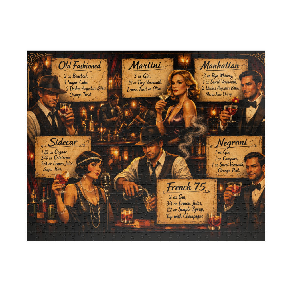 Retro cocktail bar jigsaw puzzle artwork