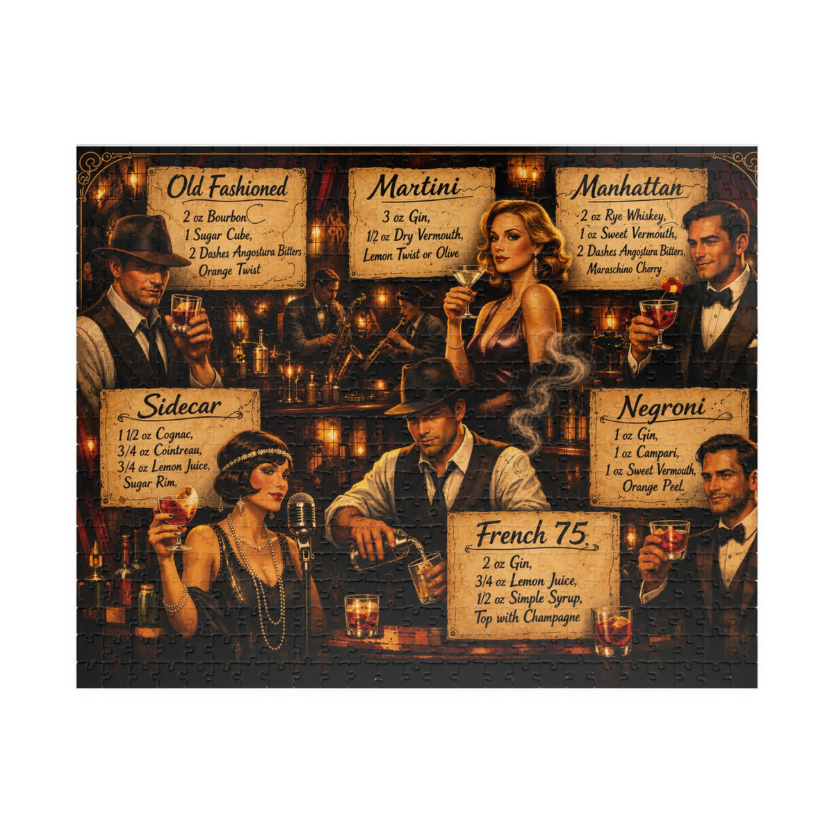 Retro cocktail bar jigsaw puzzle artwork