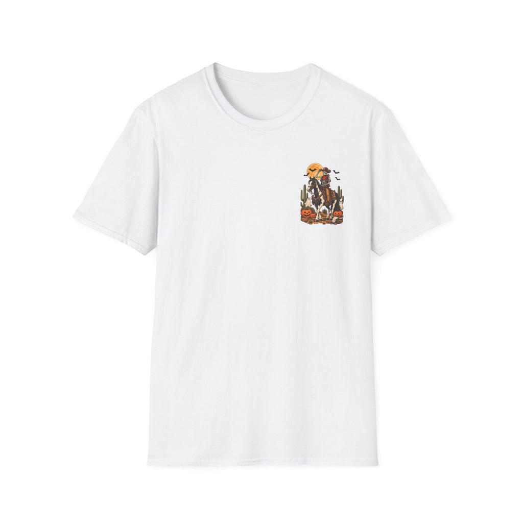 Western Halloween Skeleton Cowboy Horse T-Shirt – Spooky Equestrian Tee