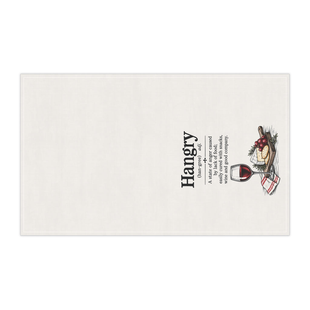 Hangry Definition Cotton Tea Towel — Funny Wine & Cheese Kitchen Towel