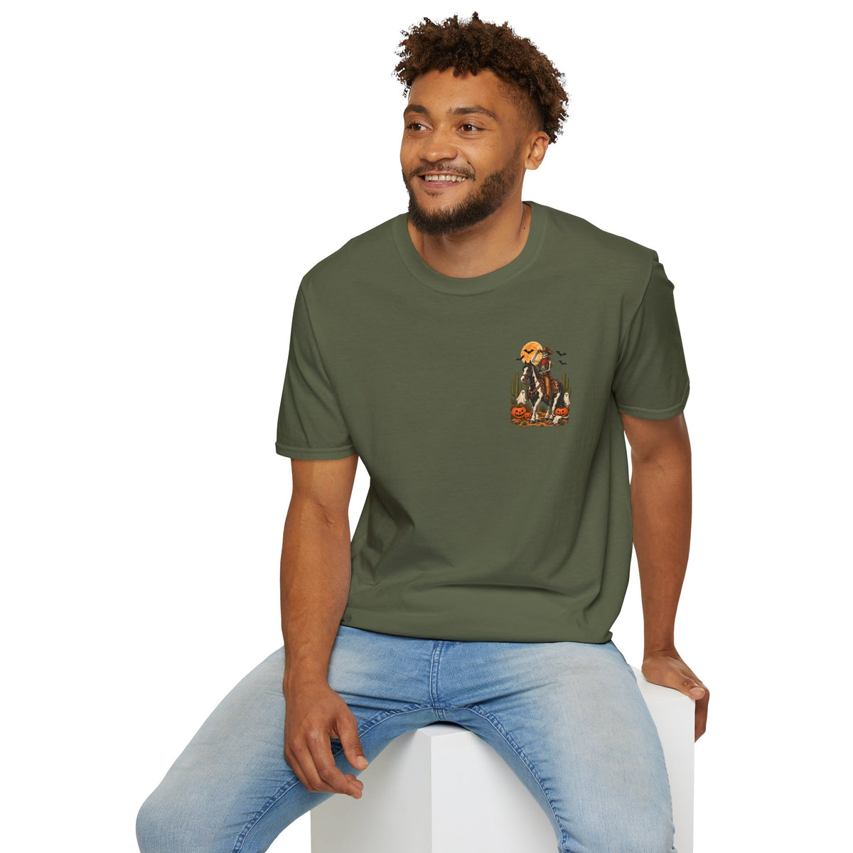 Western Halloween Skeleton Cowboy Horse T-Shirt – Spooky Equestrian Tee