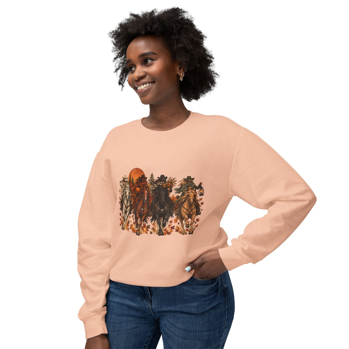 Fall Horse Sweatshirt, Western Cowgirl Autumn Crewneck, Horse Lover Gift, Equestrian Fall Sweatshirt