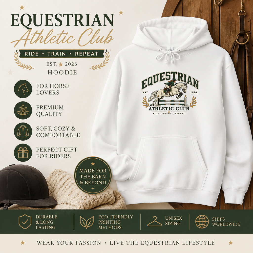 Equestrian Athletic Club hoodie with vintage horse crest
