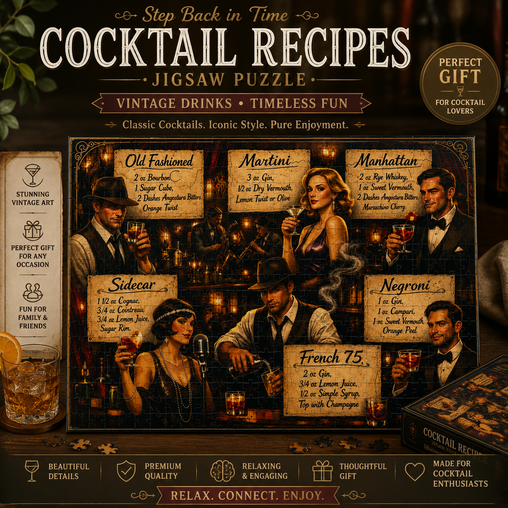 Retro cocktail bar jigsaw puzzle artwork