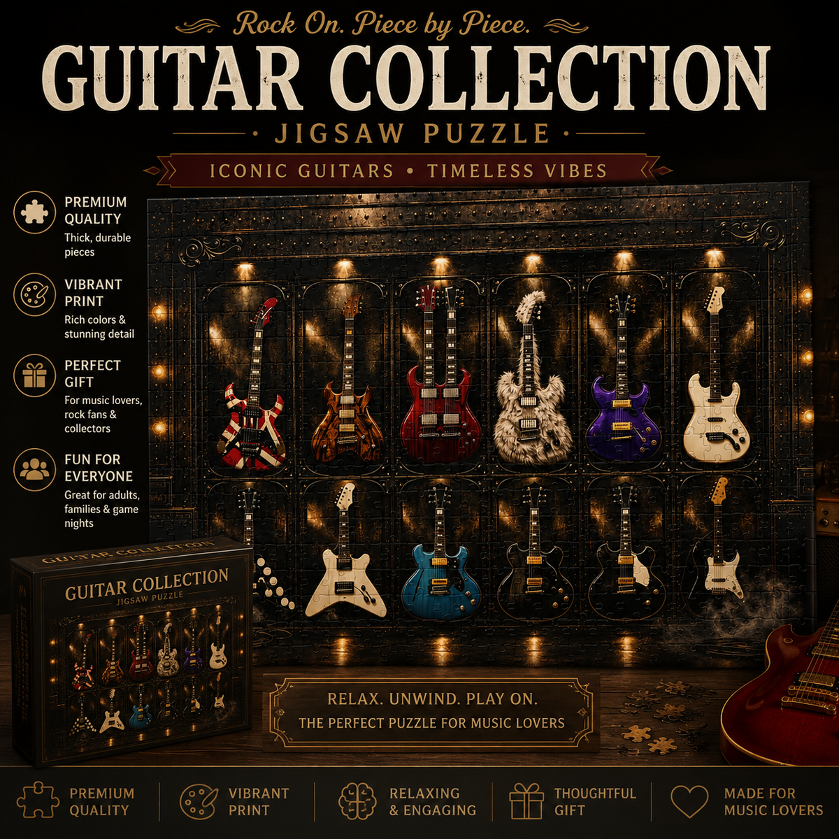 Rock guitar collection jigsaw puzzle artwork