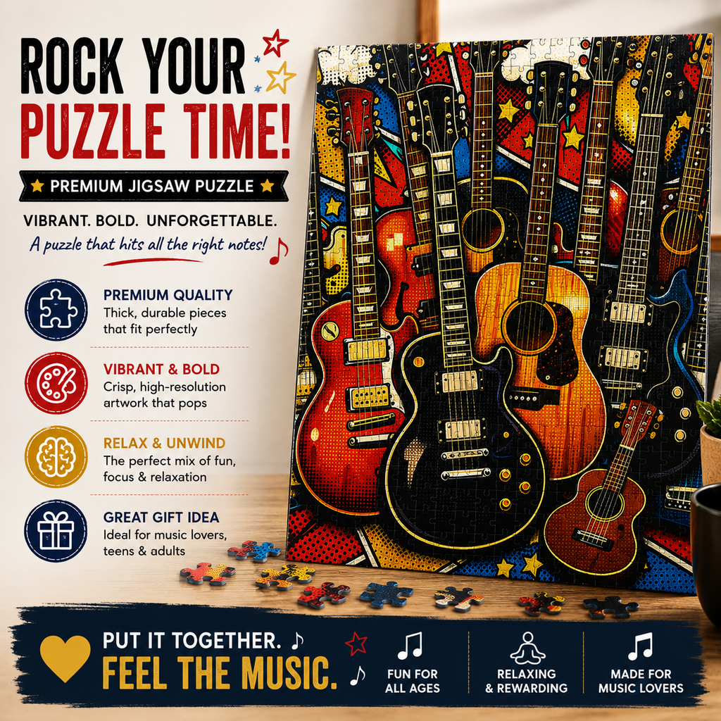 Pop art guitar jigsaw puzzle artwork