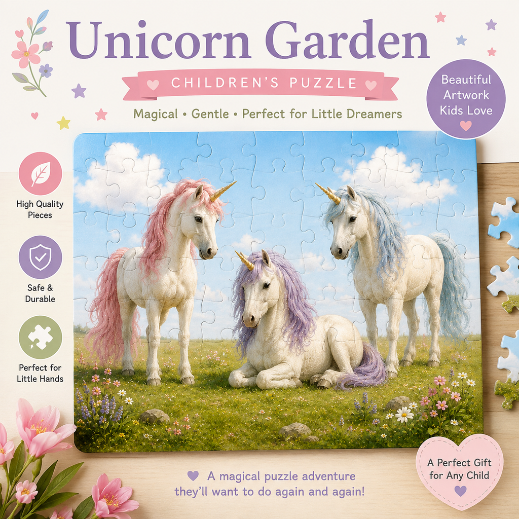 Unicorn Trio 30-piece pastel kids puzzle