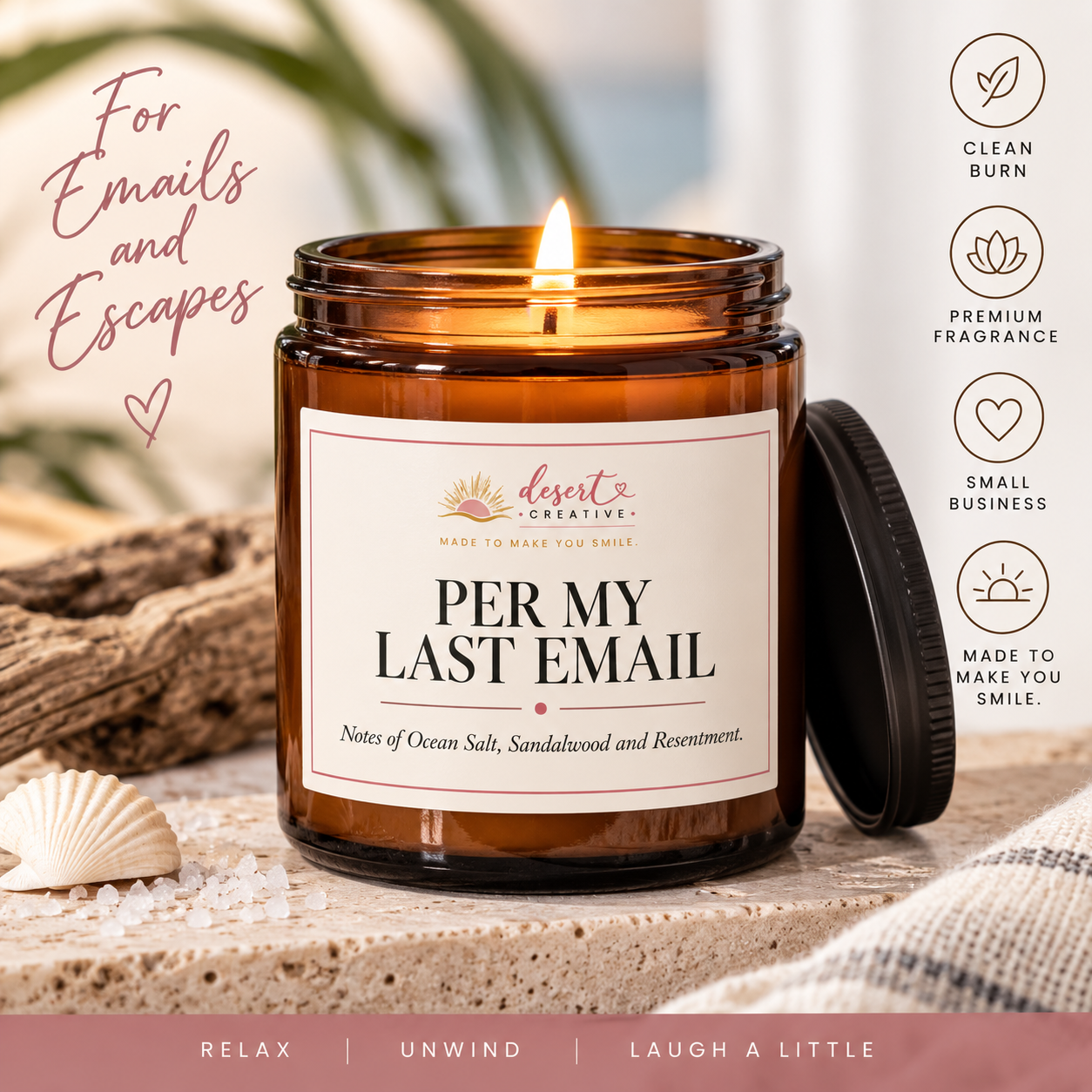 Per My Last Email amber jar soy candle