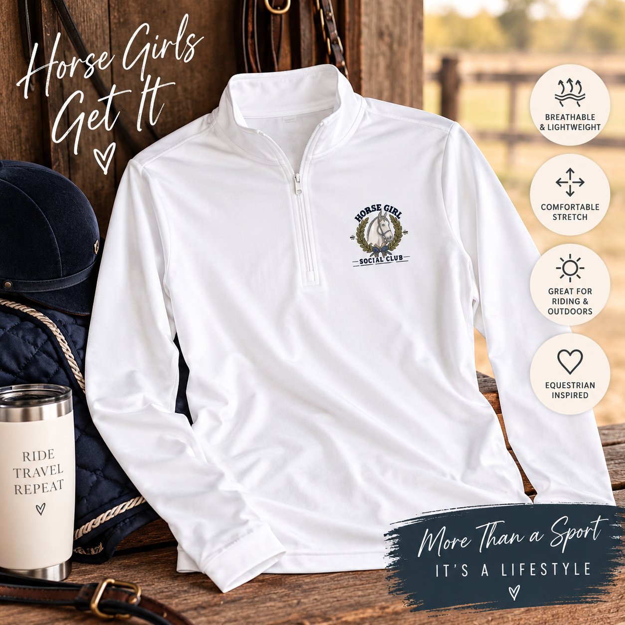 Horse Girl Social Club quarter-zip pullover