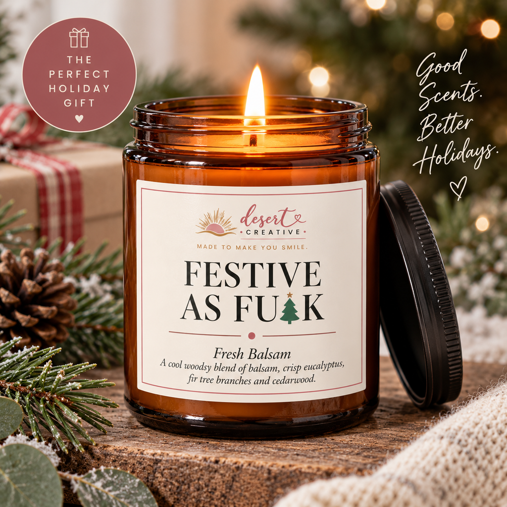 Festive fresh balsam scented soy candle