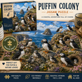 Puffin colony coastal jigsaw puzzle artwork