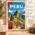 Peru travel poster featuring Machu Picchu
