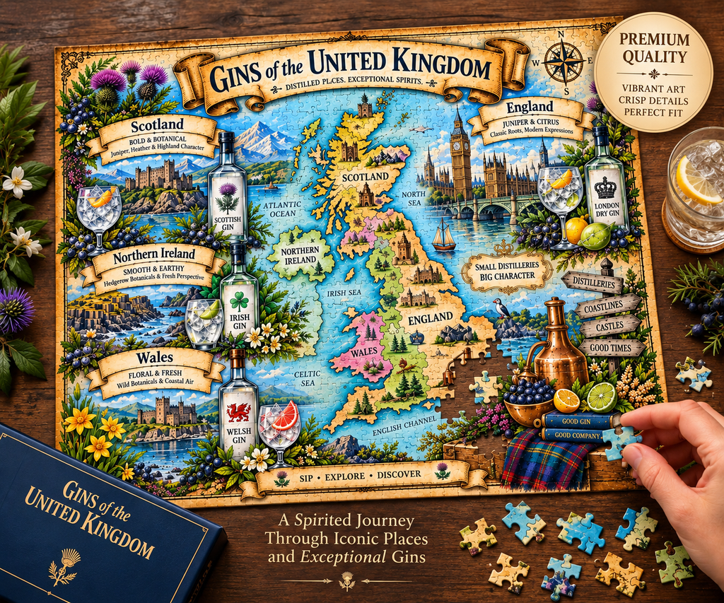 Gins of the United Kingdom jigsaw puzzle map