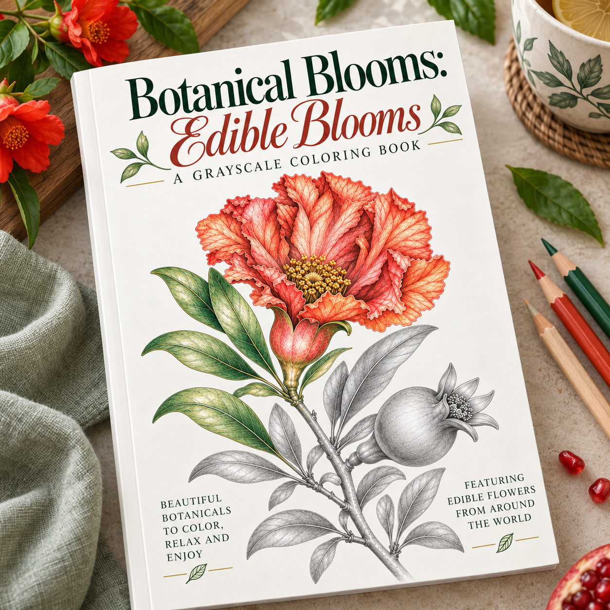 Edible Flowers botanical coloring book cover
