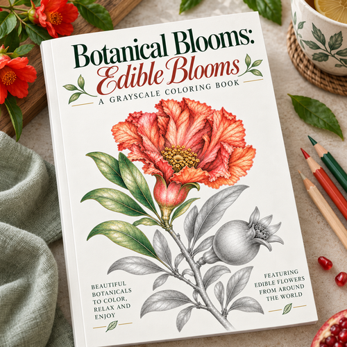 Edible Flowers botanical coloring book cover