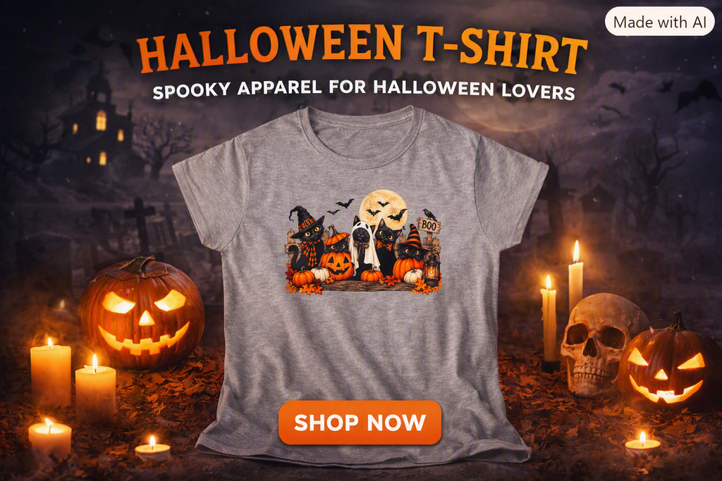 Halloween Cats & Pumpkins Tee – Cute Spooky Fall Shirt for Cat Lovers
