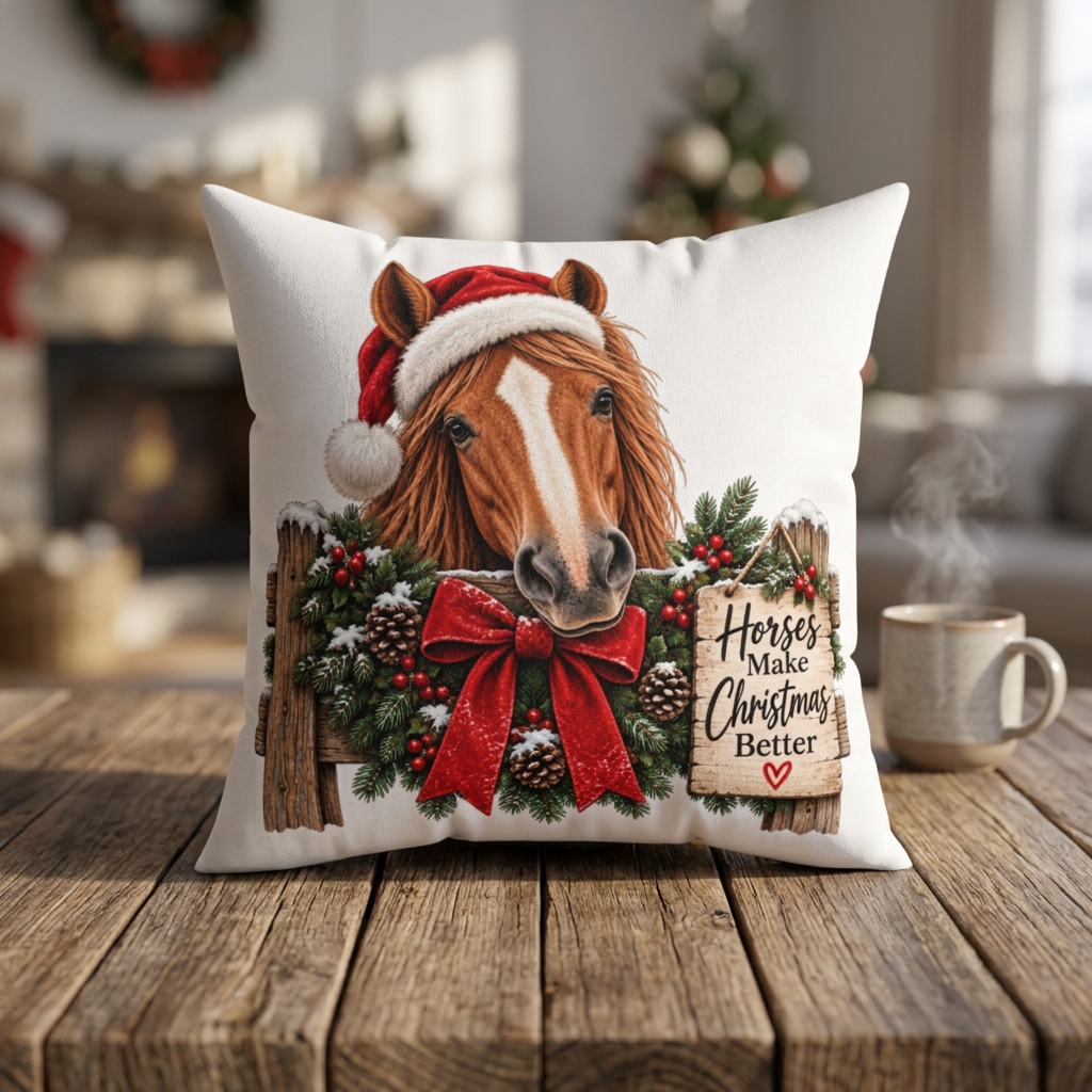 Horse Christmas Pillow | Horses Make Christmas Better