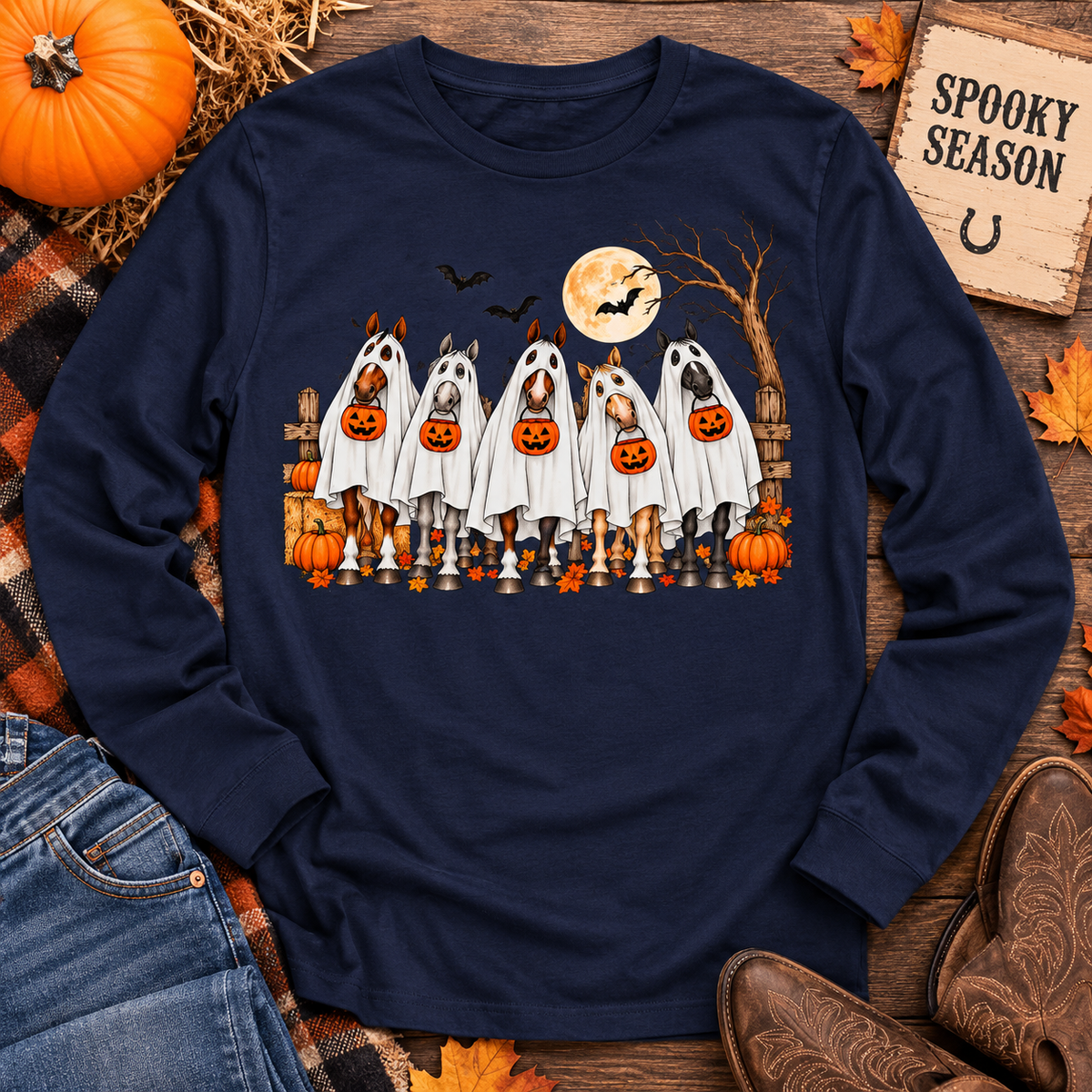 Halloween Dogs Trick-or-Treat Long Sleeve Tee