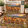 Highland Cow Jigsaw Puzzle – Funny Farm Cow Puzzle, Colorful Country Landscape, Highland Cattle Gift