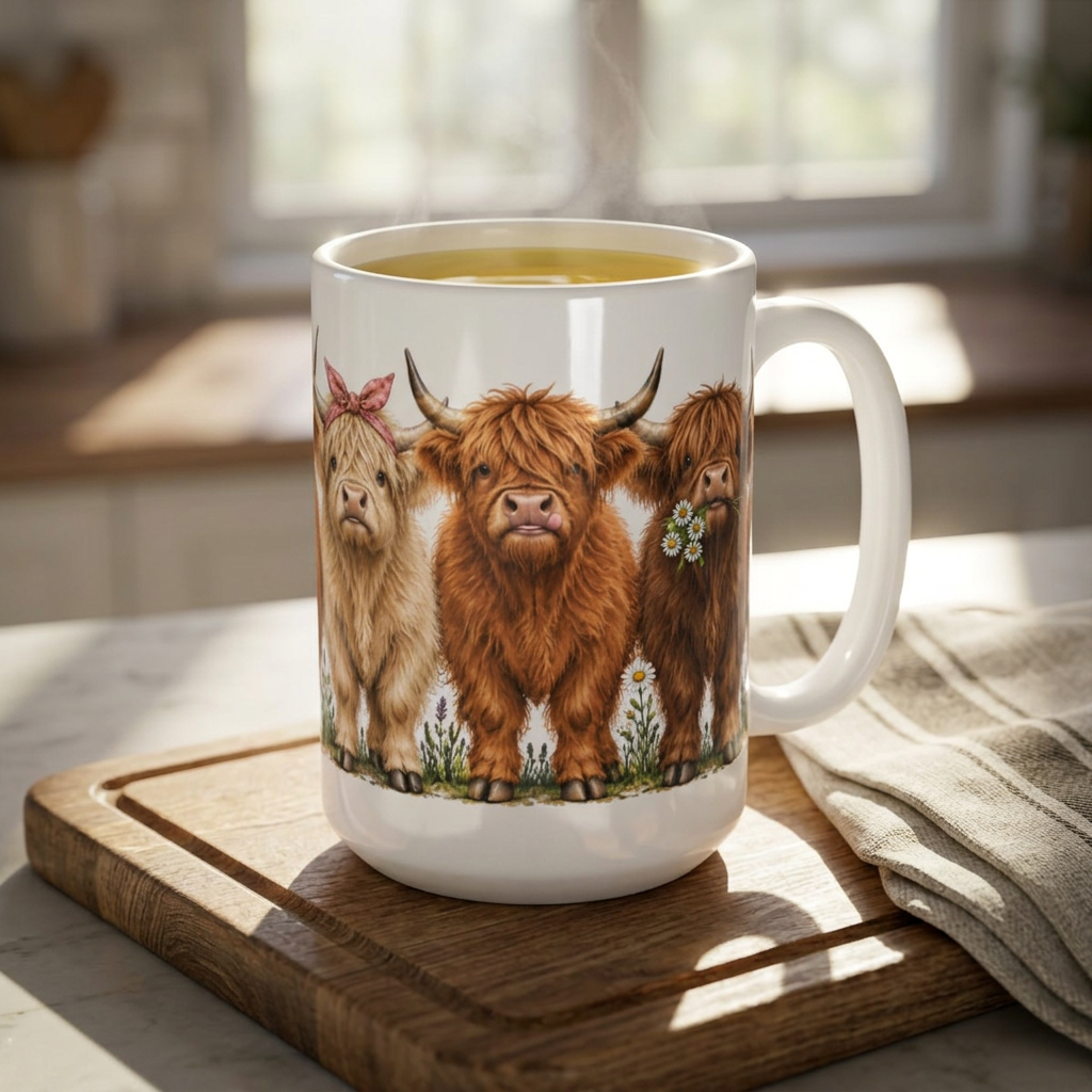 Highland Cow Ceramic Mug 15oz