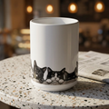 Peekaboo Kittens Ceramic Mug — Cute Black & White Cat Coffee Cup 15 oz