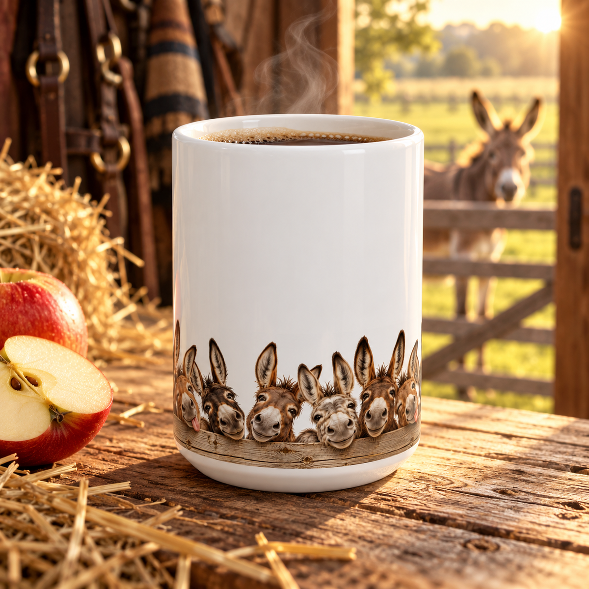 Donkey Friends Ceramic Mug (11oz & 15oz) - Cute Farm Animal Coffee Cup