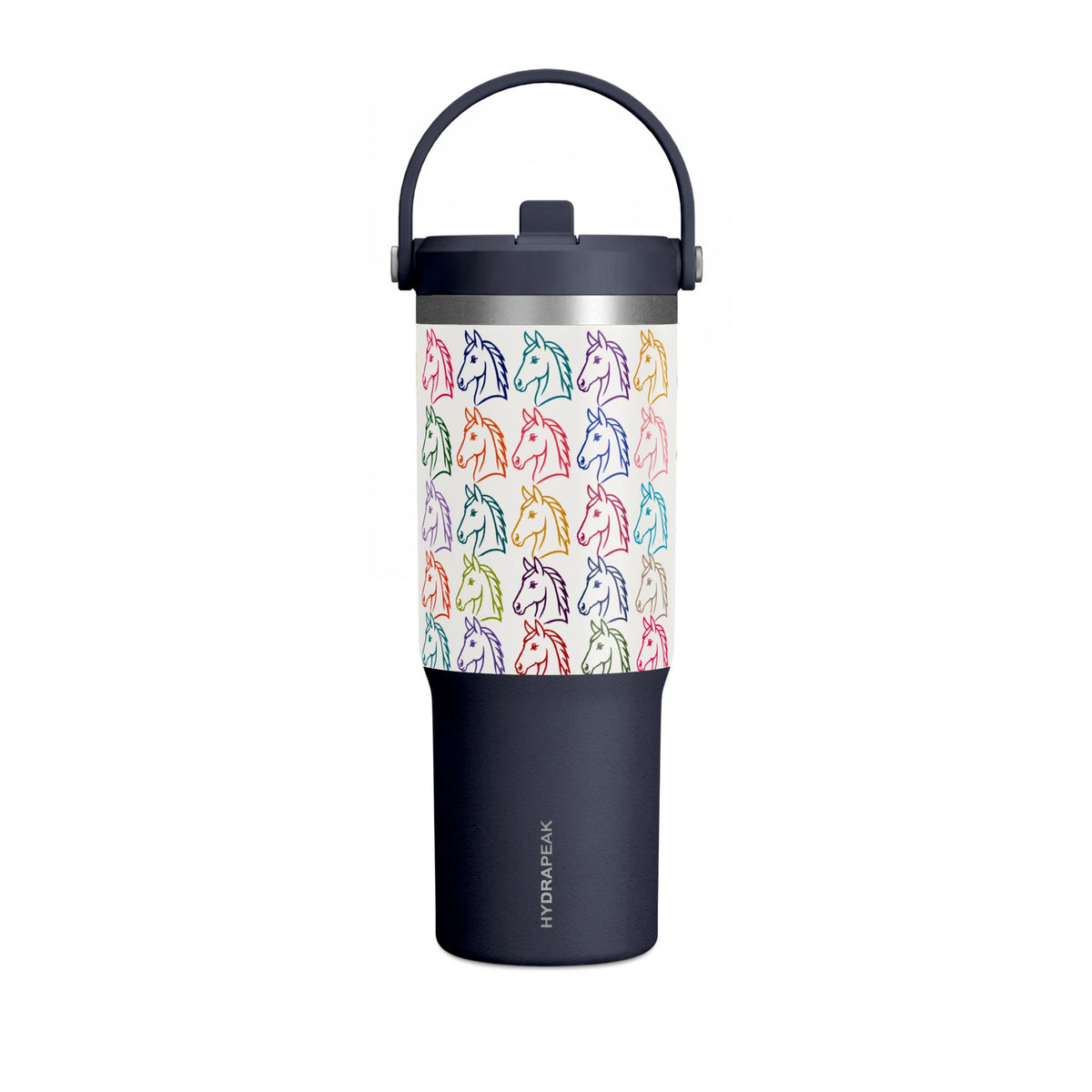 32oz Horse Head Pattern Travel Tumbler – Colorful Pastel Horse Design, Insulated Nomad Cup