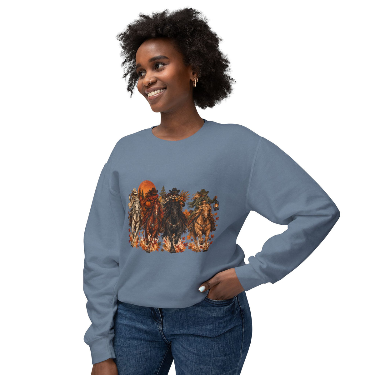 Fall Horse Sweatshirt, Western Cowgirl Autumn Crewneck, Horse Lover Gift, Equestrian Fall Sweatshirt