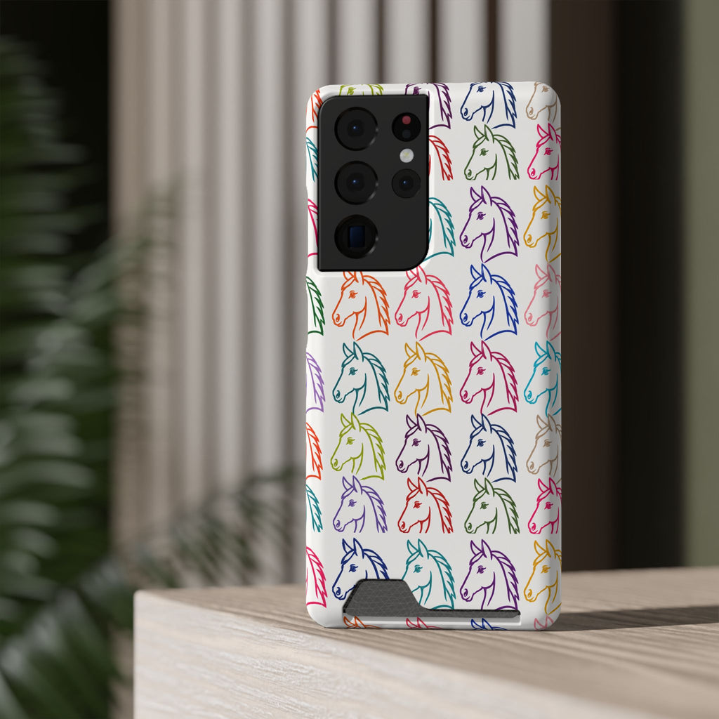 Colorful Horse Pattern Phone Case | Equestrian Horse Lover Slim Wallet Phone Case