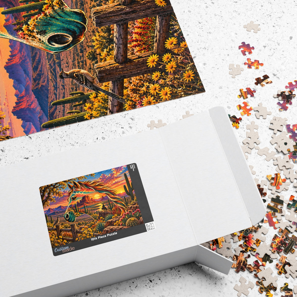 Desert Sunset Horse Puzzle — Scenic Southwestern Landscape Jigsaw (1014 pcs)