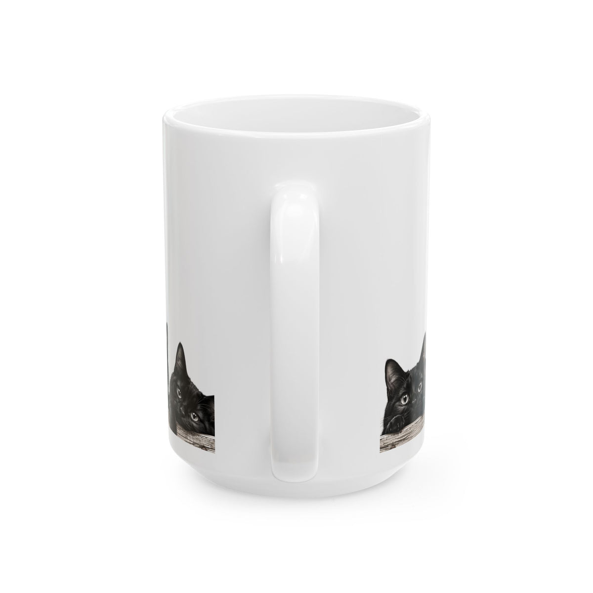 Peekaboo Kittens Ceramic Mug — Cute Black & White Cat Coffee Cup 15 oz