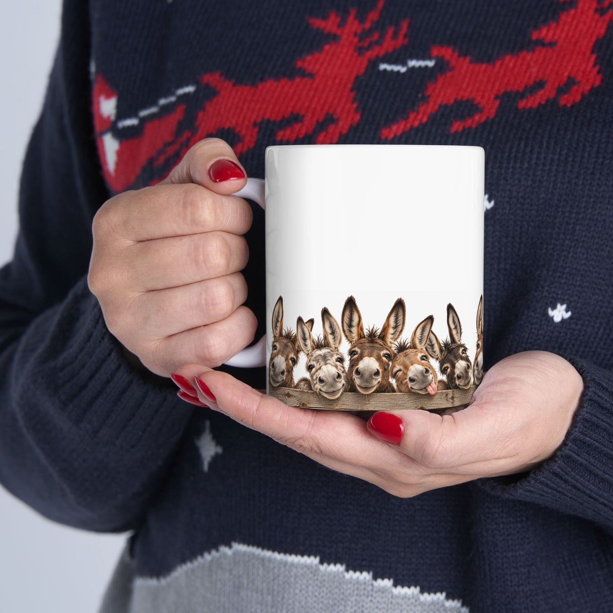 Donkey Friends Ceramic Mug (11oz & 15oz) - Cute Farm Animal Coffee Cup