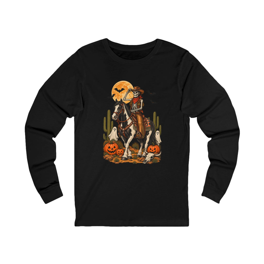 Western Halloween Horse Shirt | Spooky Cowboy Skeleton Tee | Horse Lover Halloween Shirt | Equestrian Fall Long Sleeve