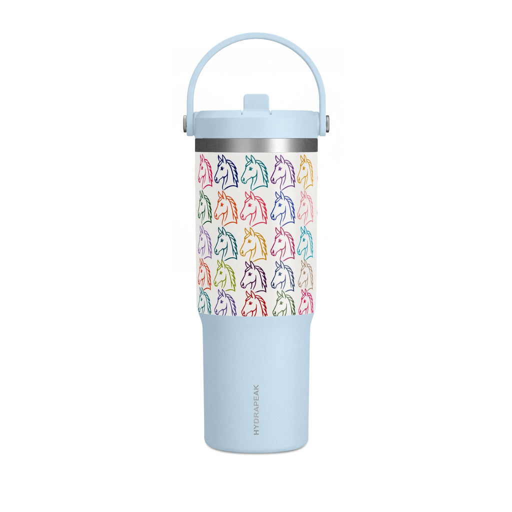 32oz Horse Head Pattern Travel Tumbler – Colorful Pastel Horse Design, Insulated Nomad Cup