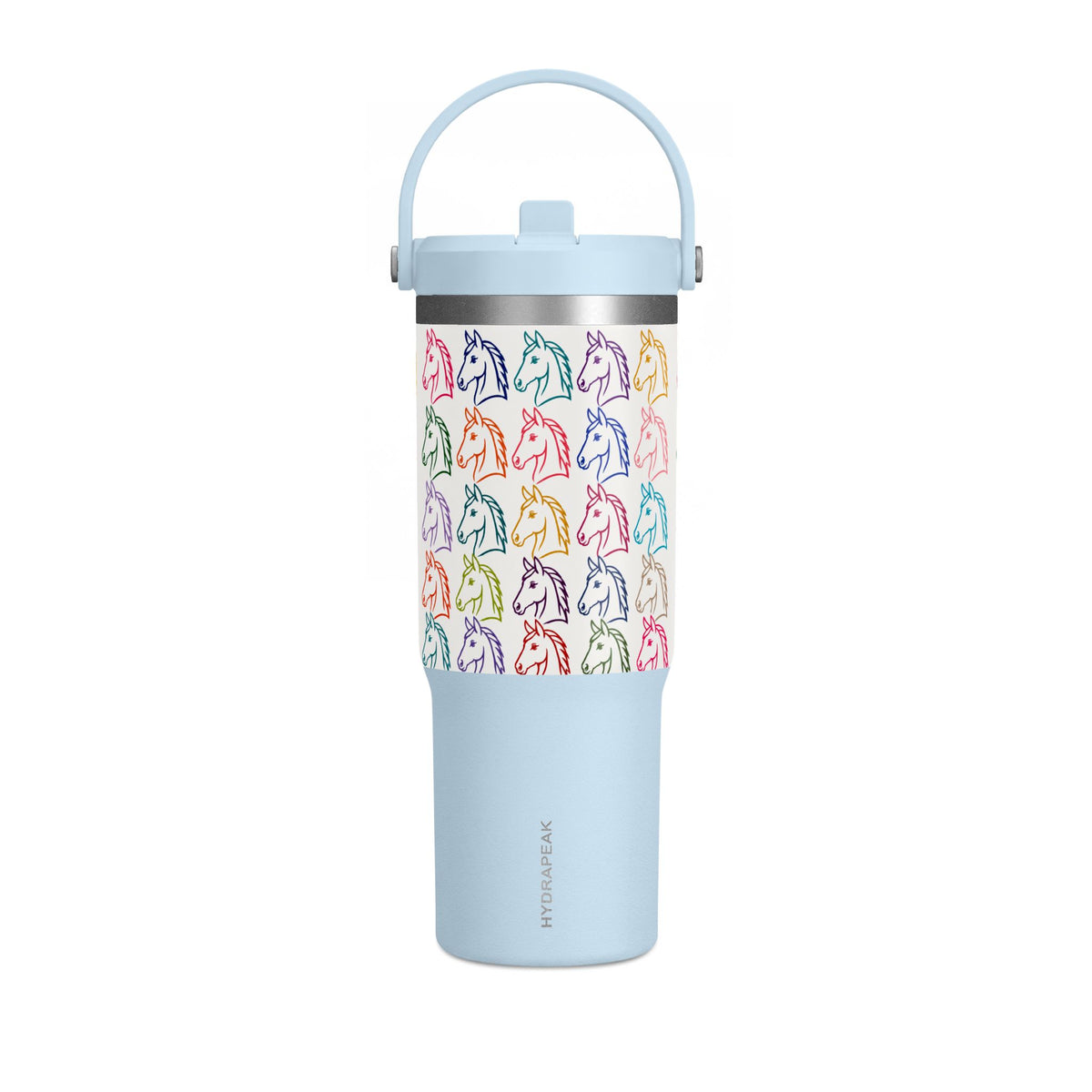 32oz Horse Head Pattern Travel Tumbler – Colorful Pastel Horse Design, Insulated Nomad Cup