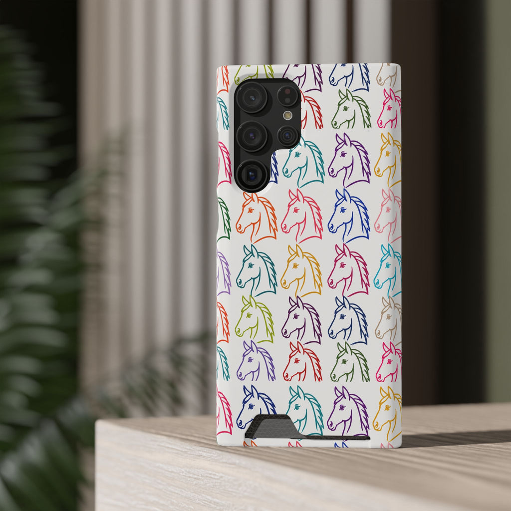 Colorful Horse Pattern Phone Case | Equestrian Horse Lover Slim Wallet Phone Case