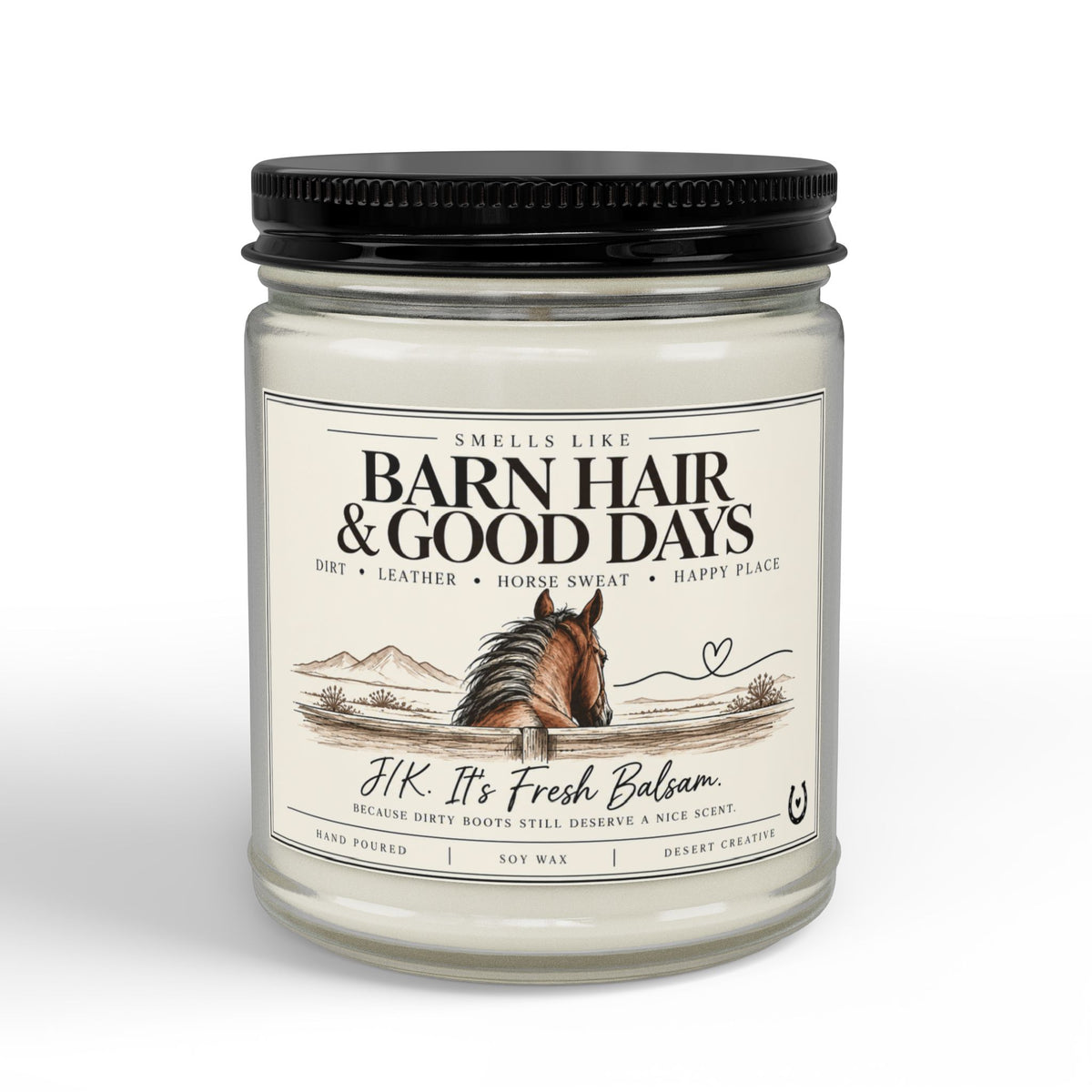 Barn Hair & Good Days Fresh Balsam Candle – Funny Equestrian Gift