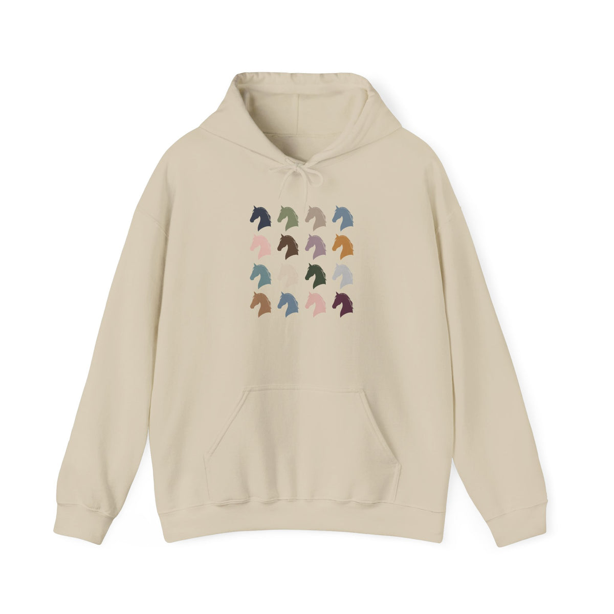 Minimal horse head pattern hoodie in pastel tones