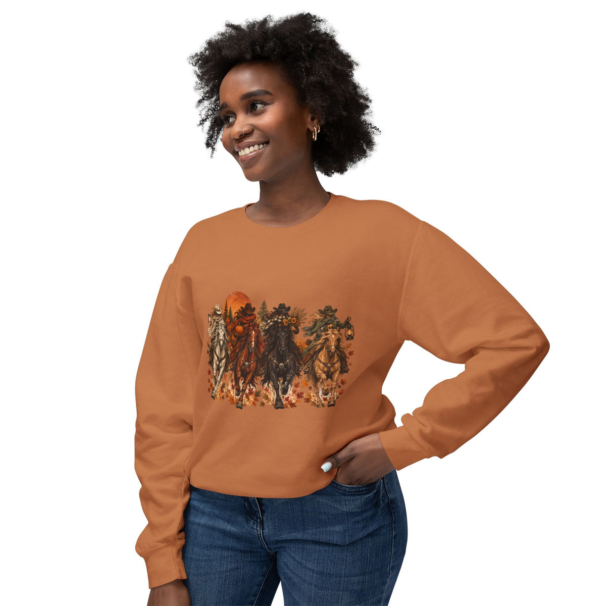 Fall Horse Sweatshirt, Western Cowgirl Autumn Crewneck, Horse Lover Gift, Equestrian Fall Sweatshirt