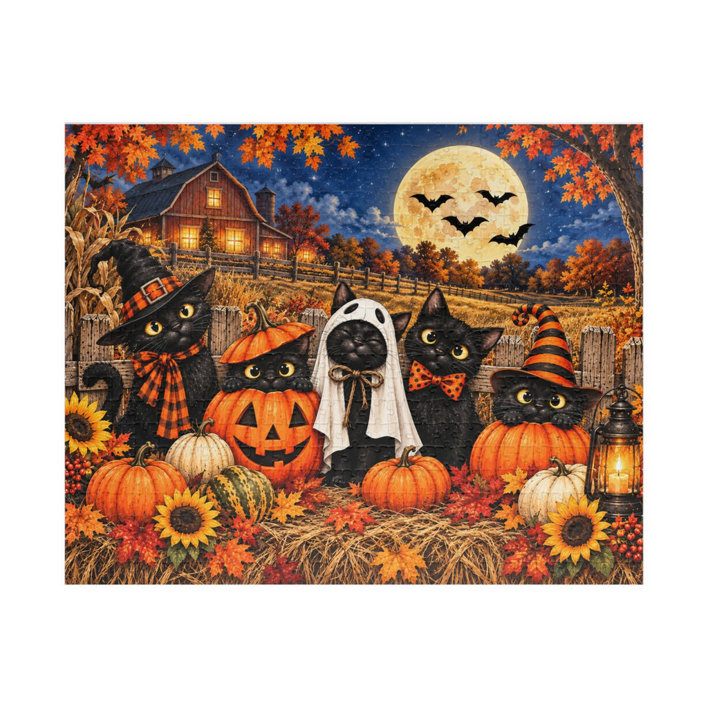 Halloween Black Cat Jigsaw Puzzle – Cute Fall Cat Puzzle