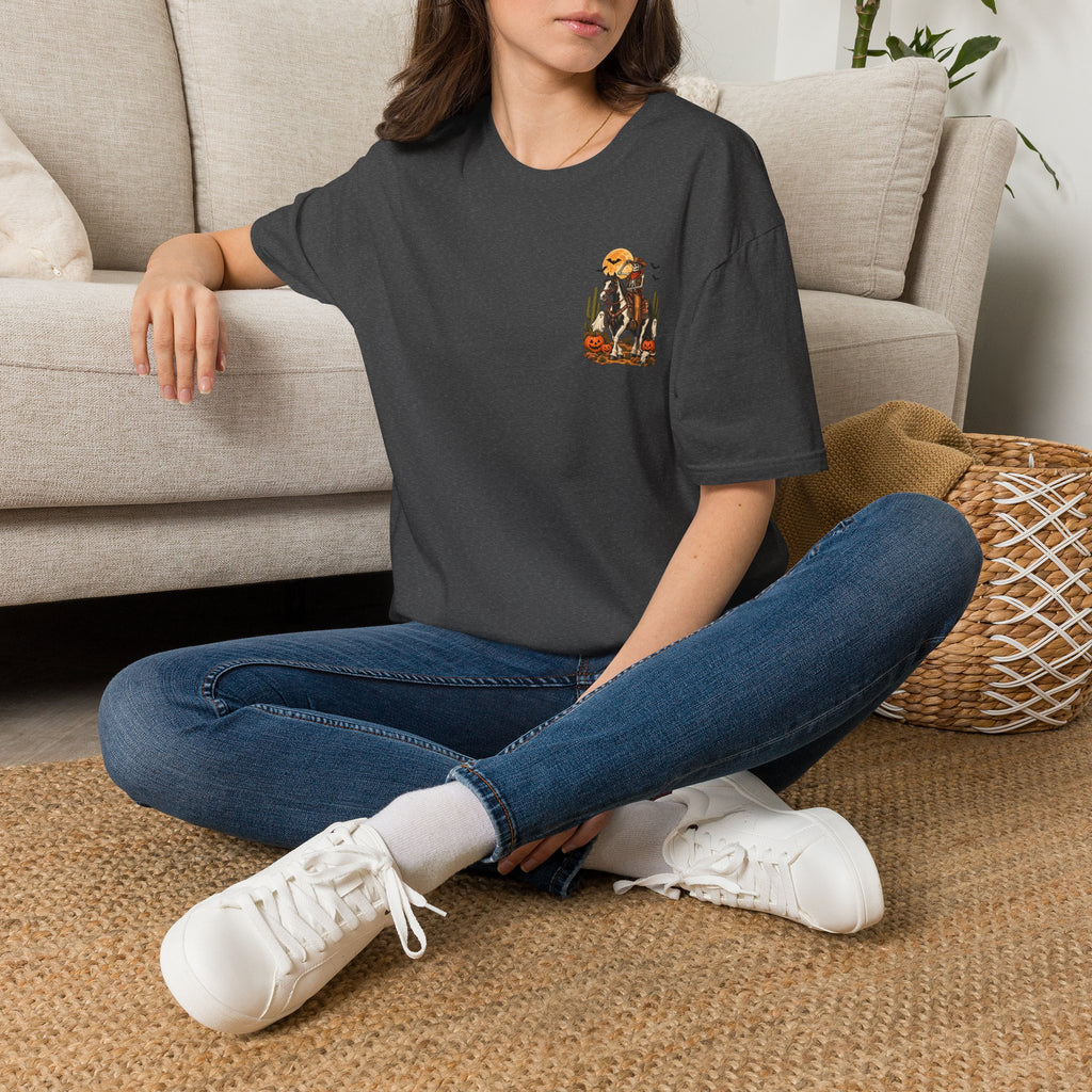 Western Halloween Skeleton Cowboy Horse T-Shirt – Spooky Equestrian Tee